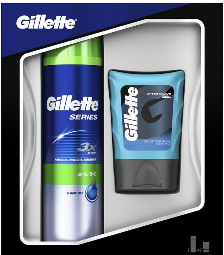 Набор Gillette гель для бритья Sensitive Skin с алое + гель-пена Sensitive Skin