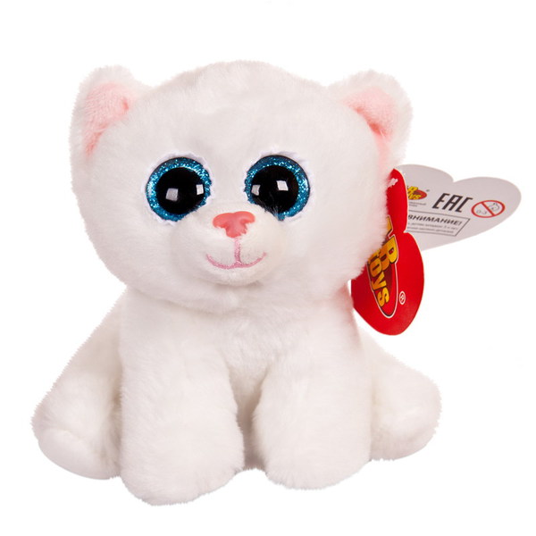 Chuzhou Greenery Toys: Котенок белый с голубыми глазами 15см