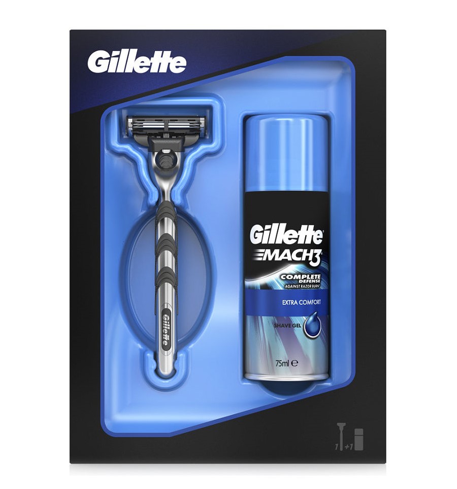 Набор Gillette Бритва с 1 сменной кассетой + гель для бритья Экстракомфорт 75мл