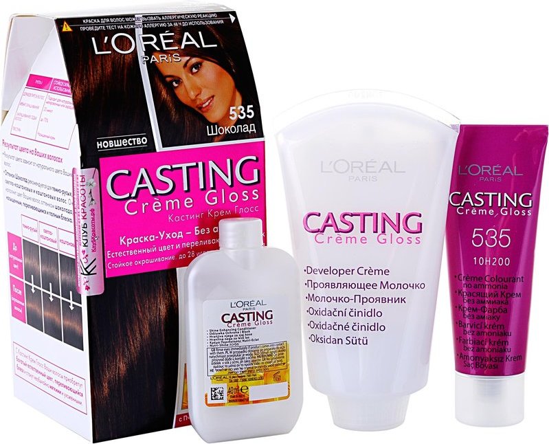 Краска для волос кастинг. Casting крем Глосс 535 шоколад. Casting Creme Gloss палитра 535. L'Oreal Paris casting Creme Gloss 535. Кастинг крем Глосс палитра 515.